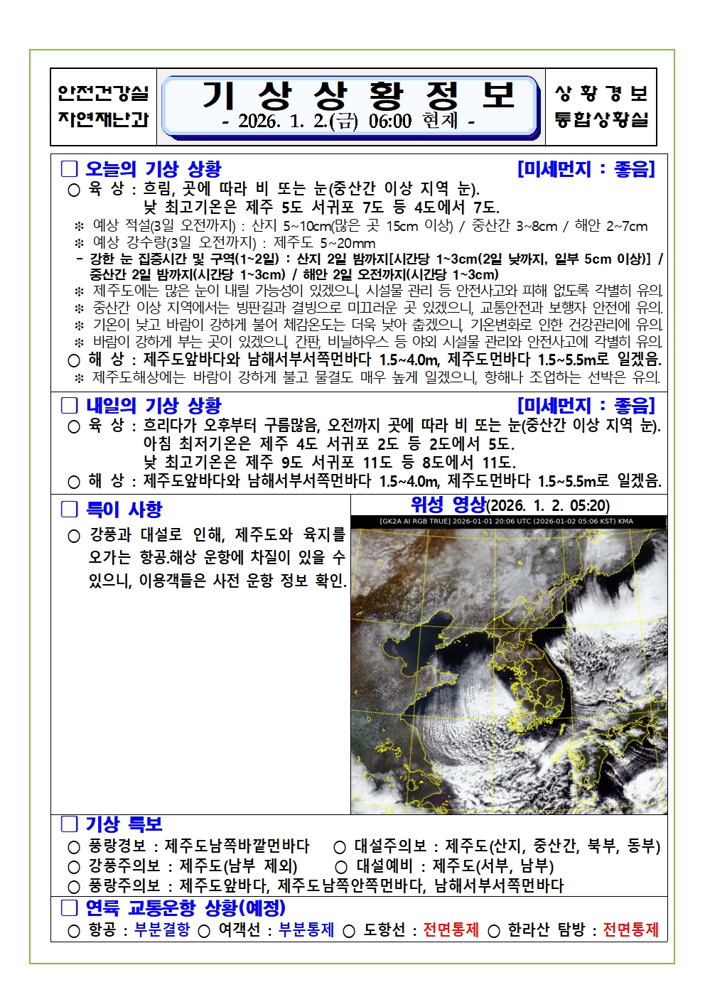 기상상황 2026. 1. 2. 금요일